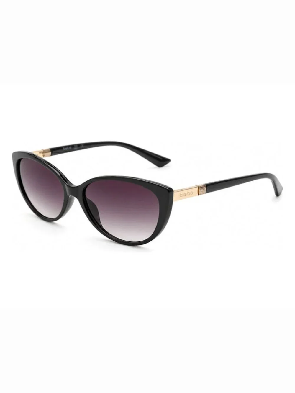 BEBE BBOP-1007CE-001 Black Cat Eye Frame /Purple Gray Gradient Lenses Sunglasses